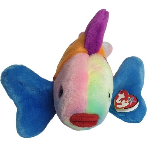 VTG Ty Beanie Buddies Fish LIPS 13" LG Plush 1999 Multicolor Collection Sea - Picture 1 of 10